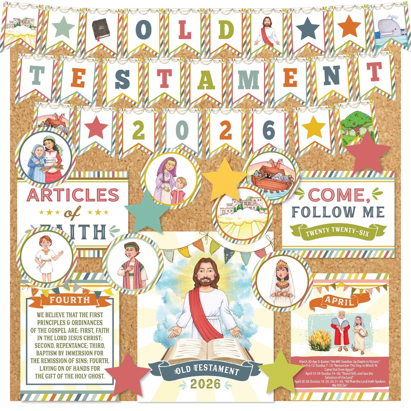 2026 Primary Bulletin Board Kit, Old Testament, Come Follow Me, Articles of Faith, Digital Download (Printable)