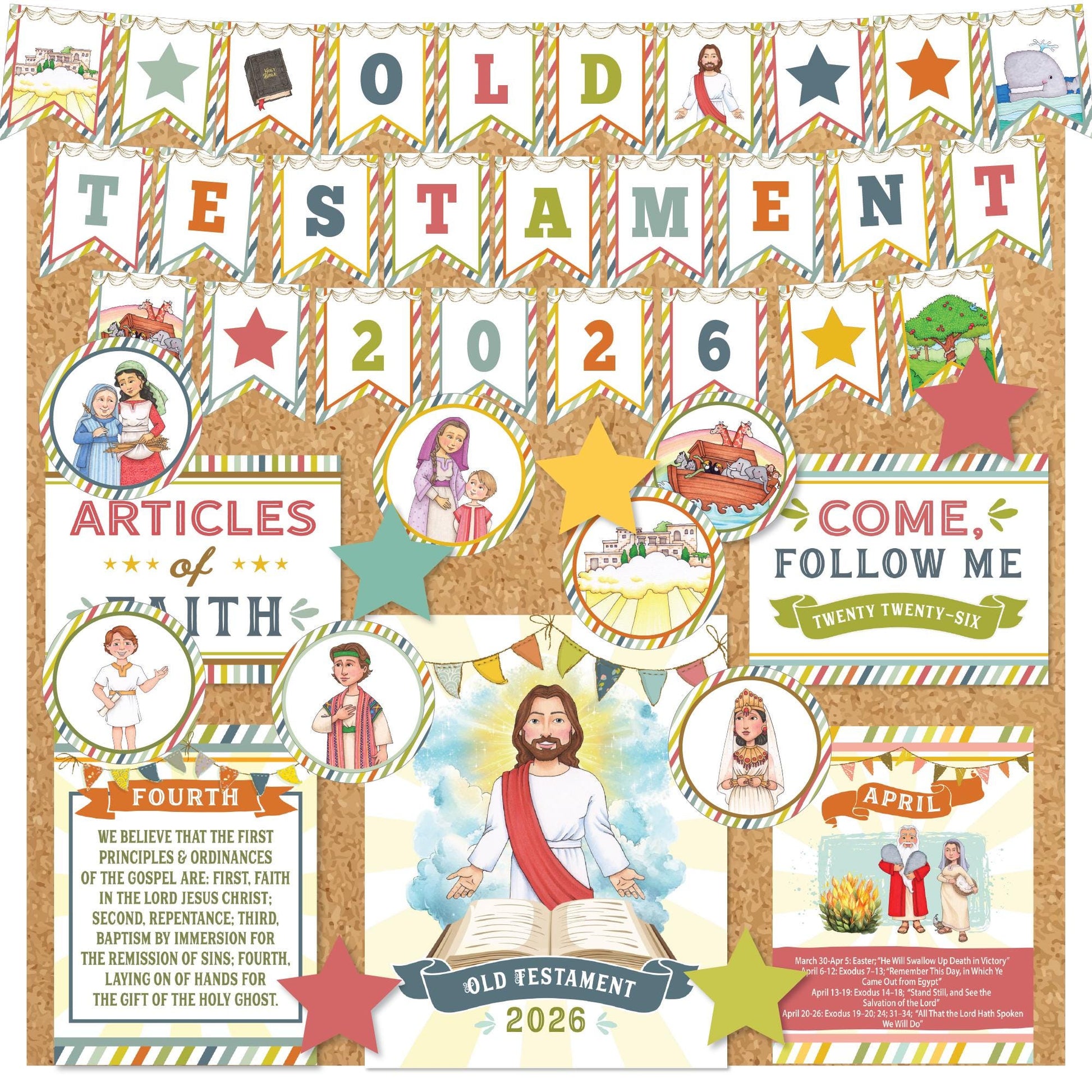 2026 Primary Bulletin Board Kit, Old Testament, Come Follow Me, Articles of Faith, Digital Download (Printable)