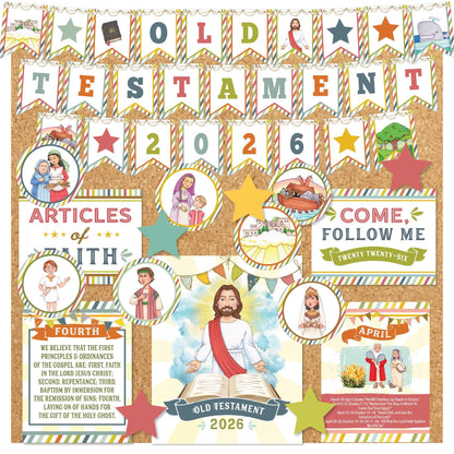 2026 Primary Bulletin Board Kit, Old Testament, Come Follow Me, Articles of Faith, Digital Download (Printable)