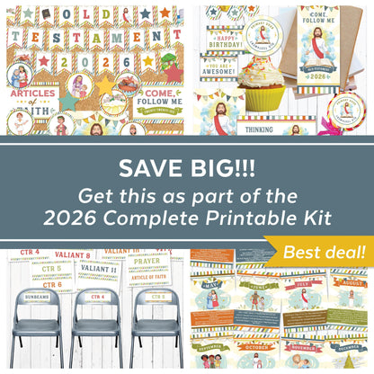 2026 Primary Bulletin Board Kit, Old Testament, Come Follow Me, Articles of Faith, Digital Download (Printable)