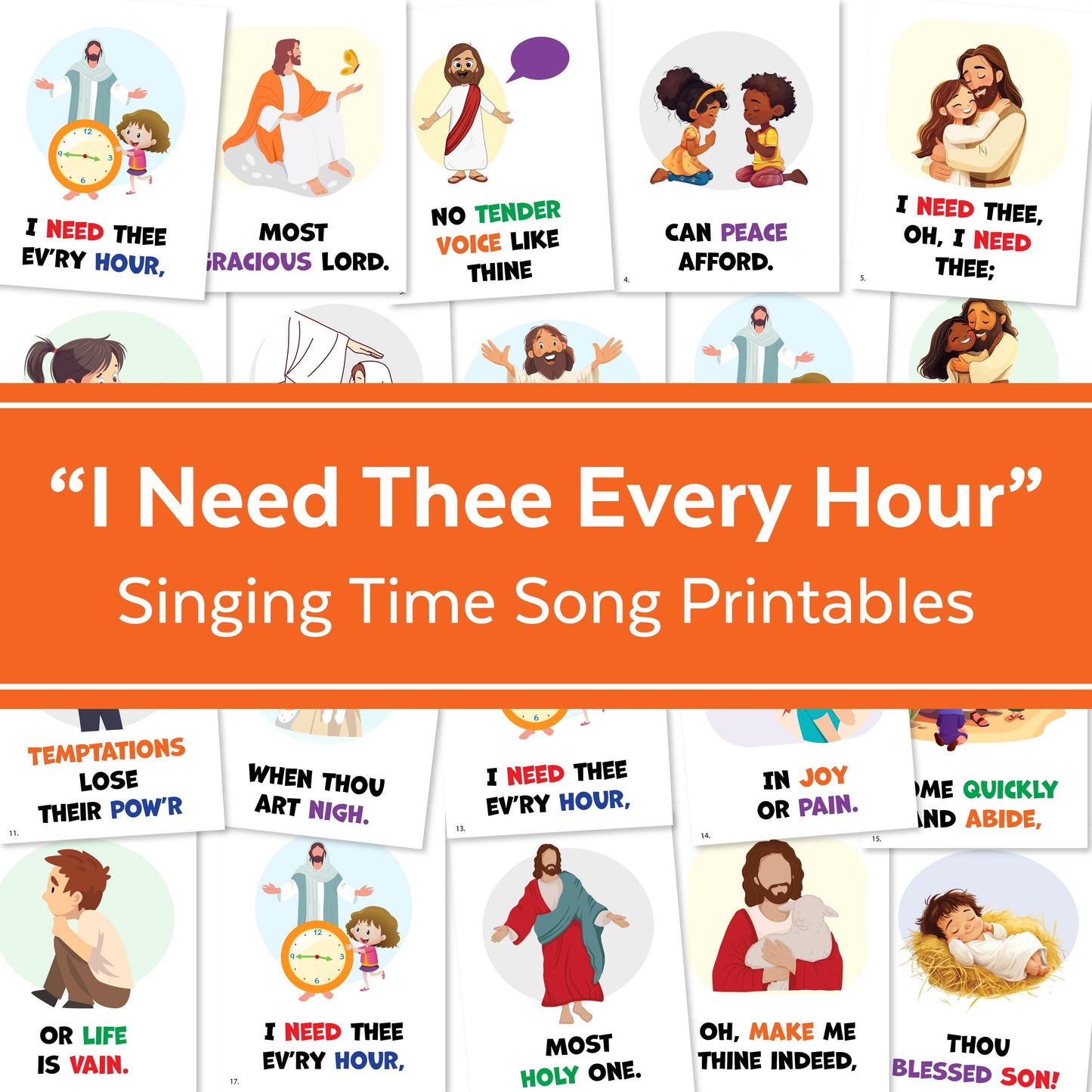 I Need Thee Every Hour - LDS Singing Time Flipchart for Primary Come, Follow Me (Digital Download)