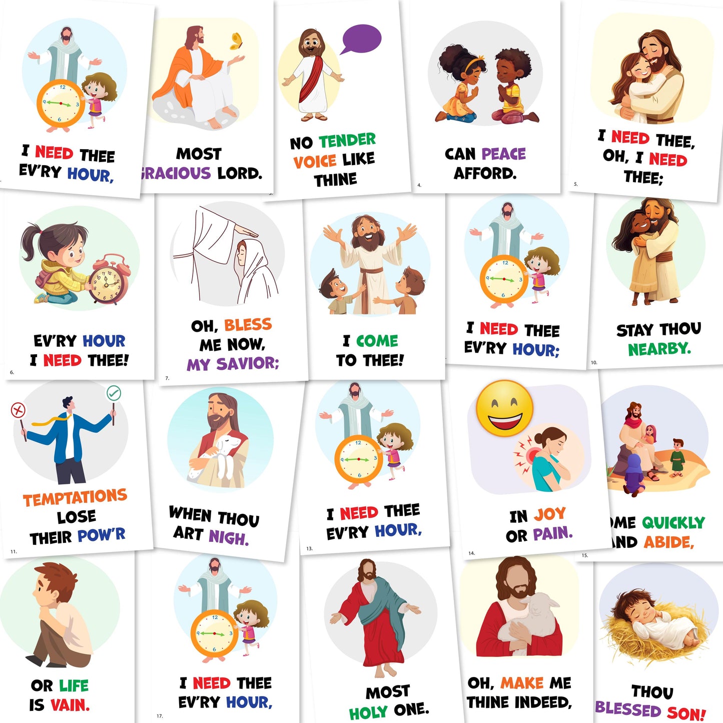 I Need Thee Every Hour - LDS Singing Time Flipchart for Primary Come, Follow Me (Digital Download)