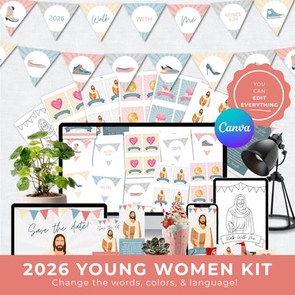 2026 LDS Young Women Walk With Me Printable | English + Editable Canva Template for Any Language | YW Theme Digital Download