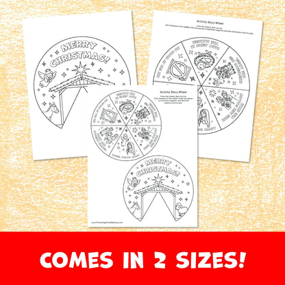 Christmas Nativity Activity Wheel, Kids Printable Craft for Bible Lessons, Sunday School, Homeschool Project (PDF & JPG)