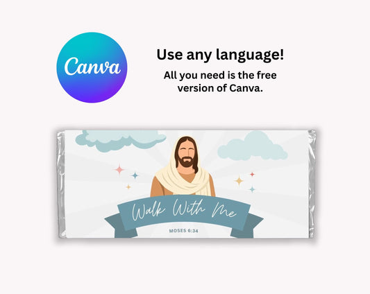 Printable Chocolate Wrapper LDS Youth Gift Walk With Me 2026 Youth Theme Design Digital Download Instant Access Young Women Birthday Gift Church Activity Favor Editable Template Canva Customizable Design Youth Group Present Recognition Gift