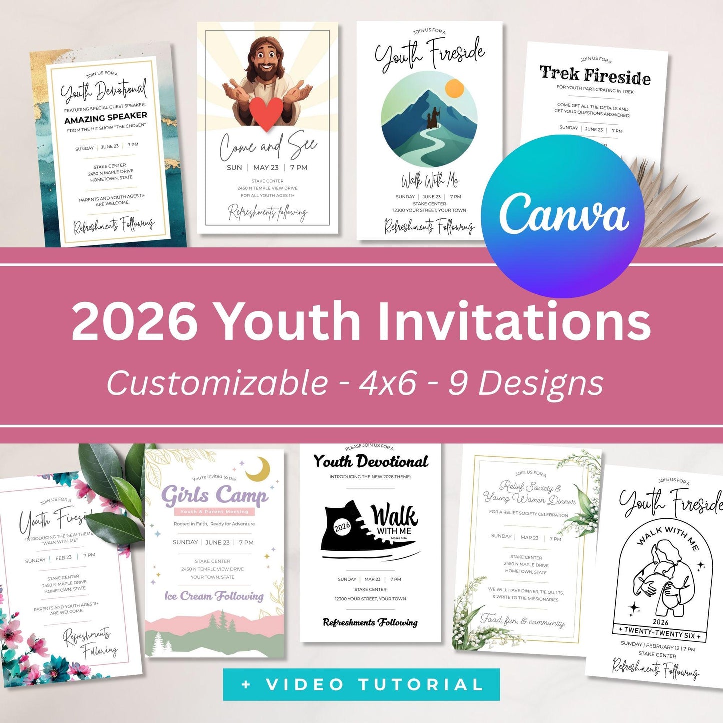 2026 LDS Invitations | Editable Walk With Me Template | Perfect for Youth Events and Gatherings | Canva Template