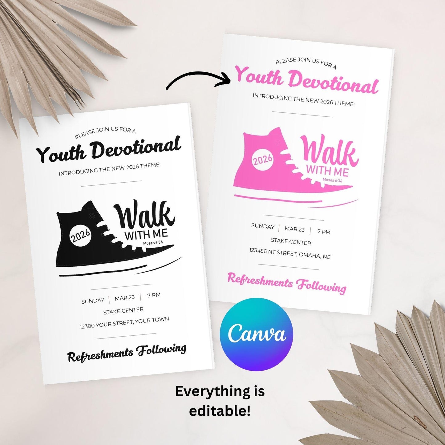 2026 LDS Invitations | Editable Walk With Me Template | Perfect for Youth Events and Gatherings | Canva Template
