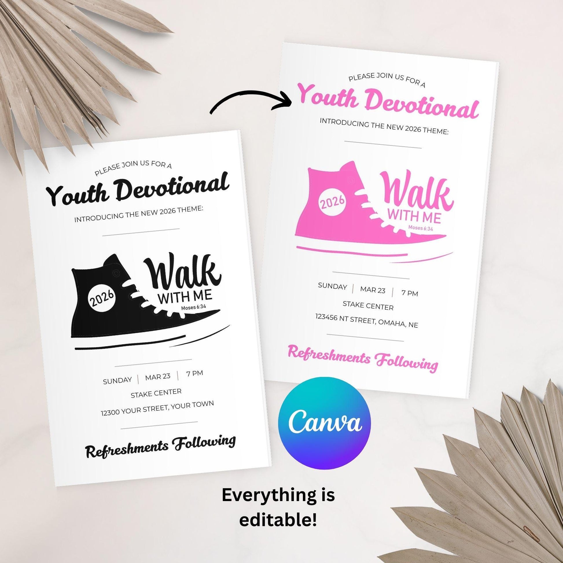 2026 LDS Invitations | Editable Walk With Me Template | Perfect for Youth Events and Gatherings | Canva Template
