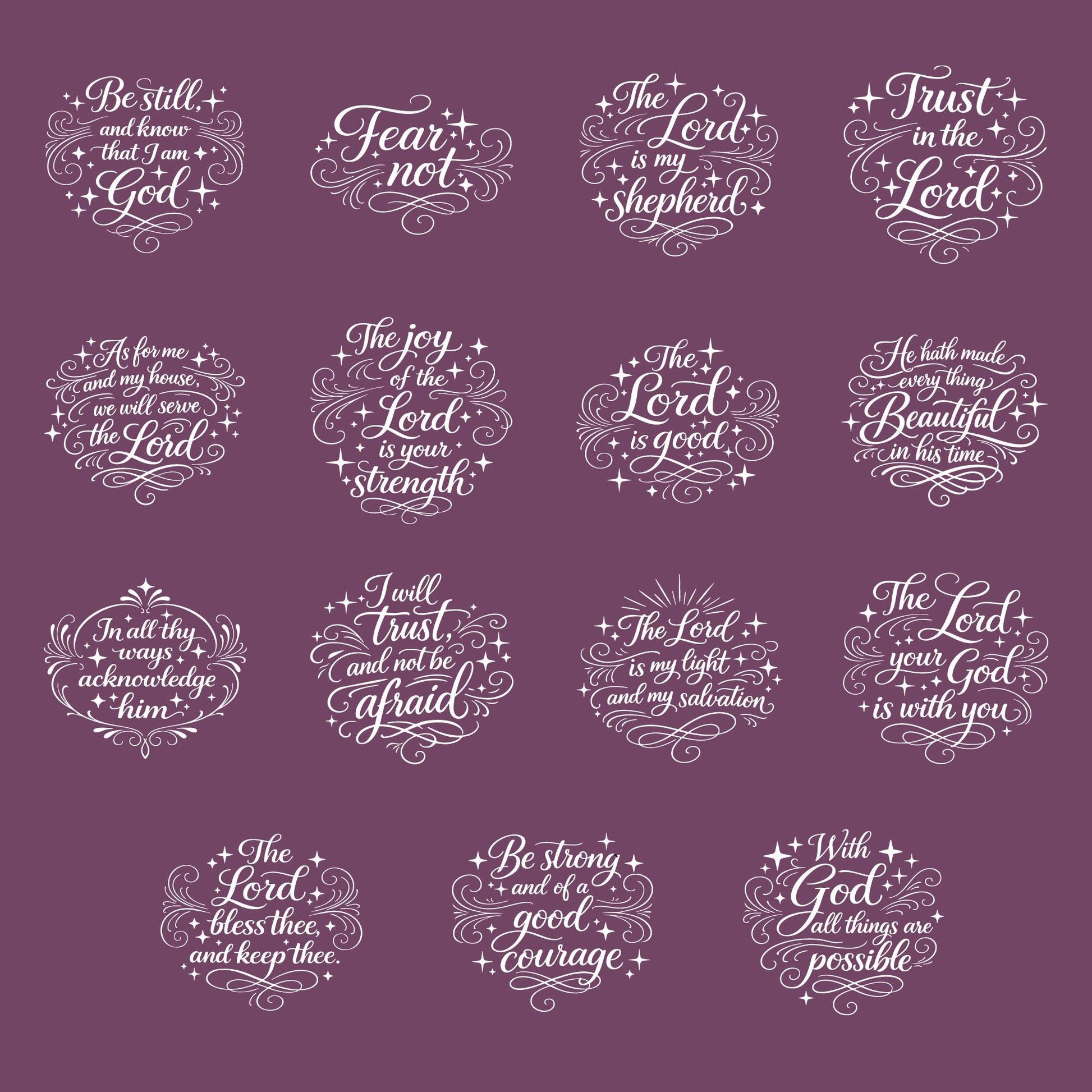 Old Testament Scripture SVG Bundle | Inspirational Christian Quotes | Faith Typography Logos | Bible Verse PNG Cut Files