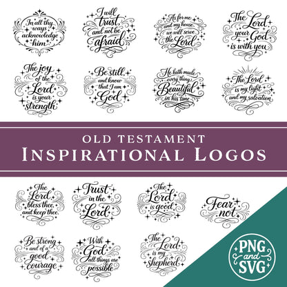 Old Testament Scripture SVG Bundle | Inspirational Christian Quotes | Faith Typography Logos | Bible Verse PNG Cut Files