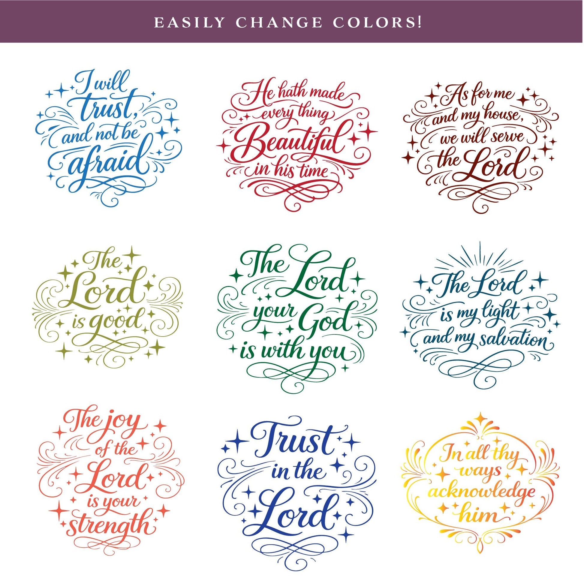 Old Testament Scripture SVG Bundle | Inspirational Christian Quotes | Faith Typography Logos | Bible Verse PNG Cut Files