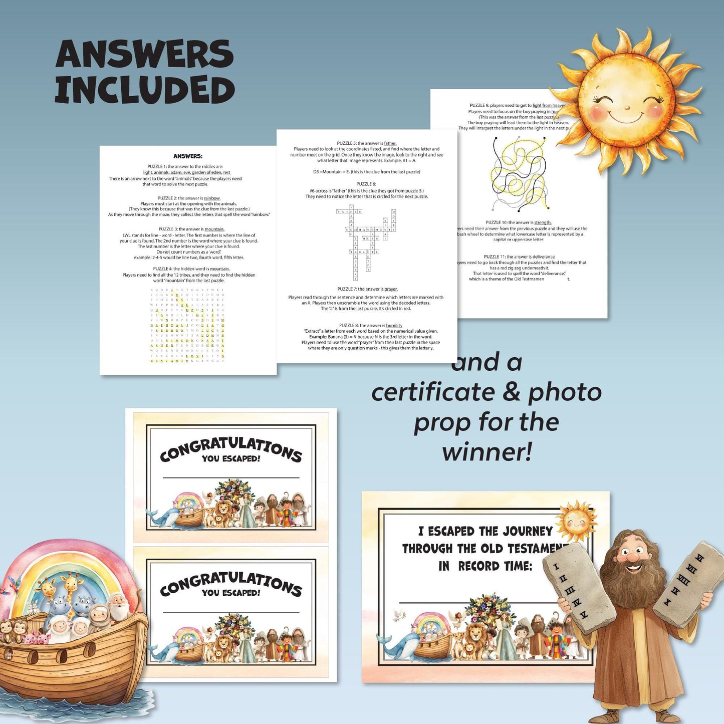 Old Testament Escape Room: Journey Through Time (Printable), Fun Bible Adventure Activity