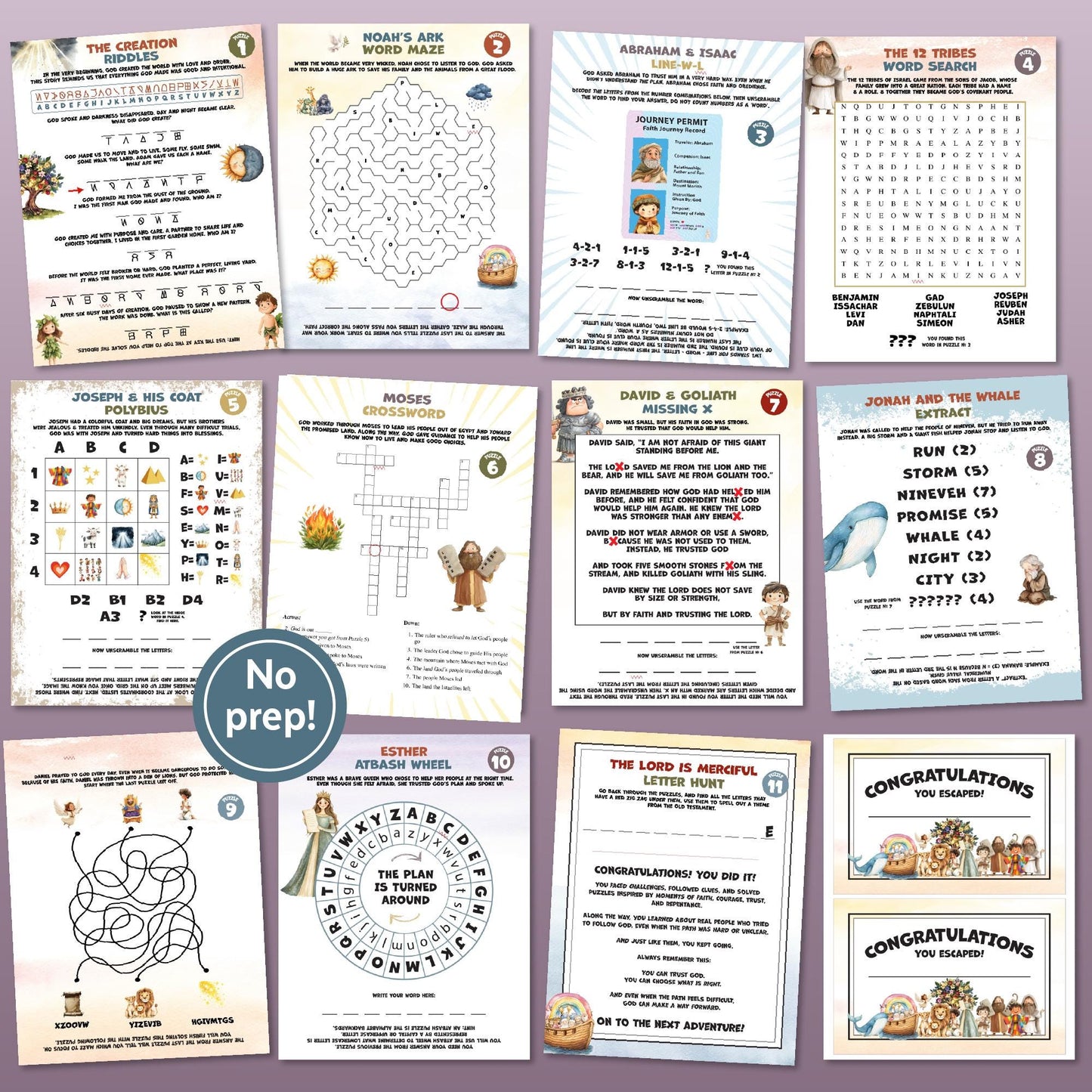 Old Testament Escape Room: Journey Through Time (Printable), Fun Bible Adventure Activity