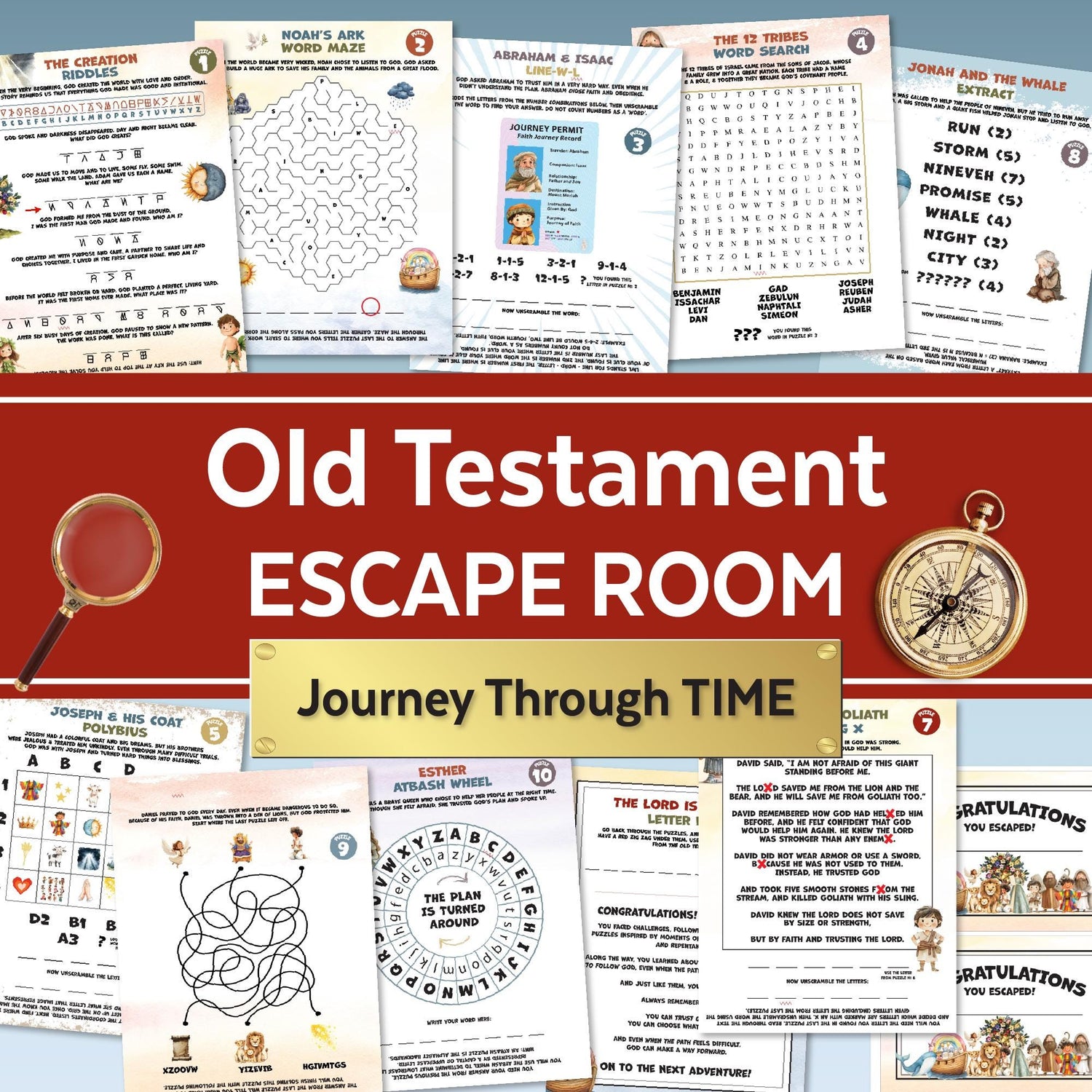 Old Testament Escape Room: Journey Through Time (Printable), Fun Bible Adventure Activity