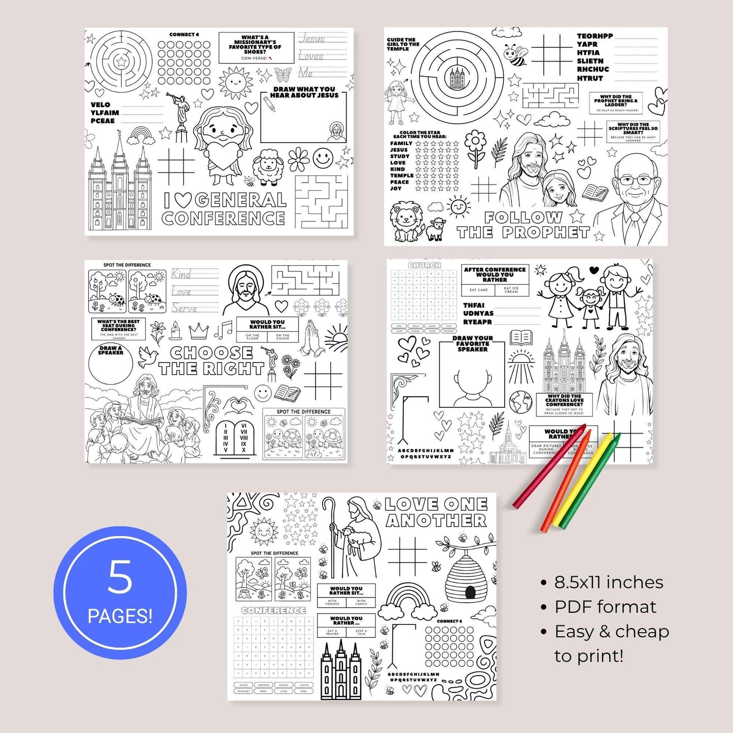 General Conference Activity Sheets – LDS Kids Coloring Printables (PDF Download)