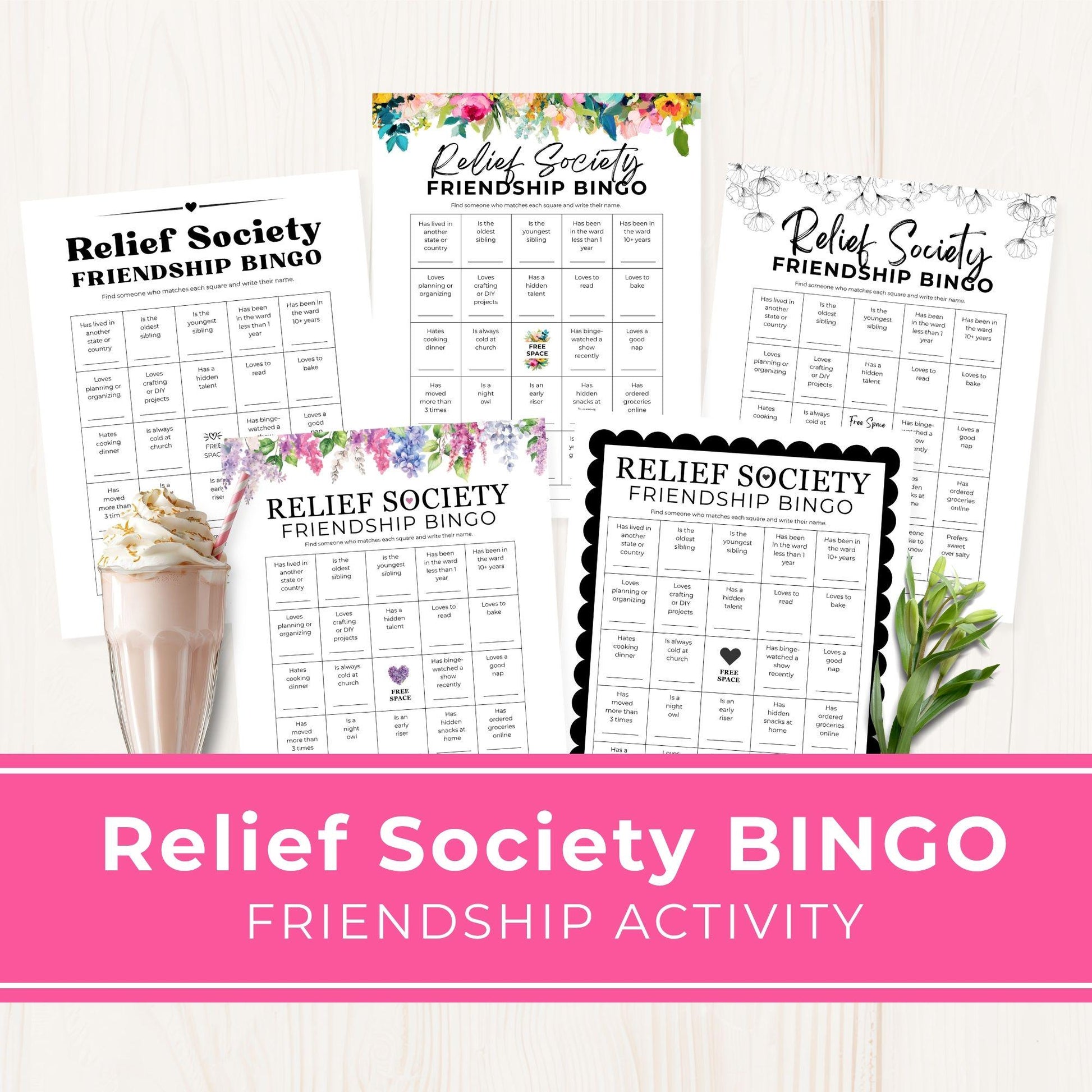Relief Society Bingo Game: Fun Game Activity Idea For LDS Printable Fellowship