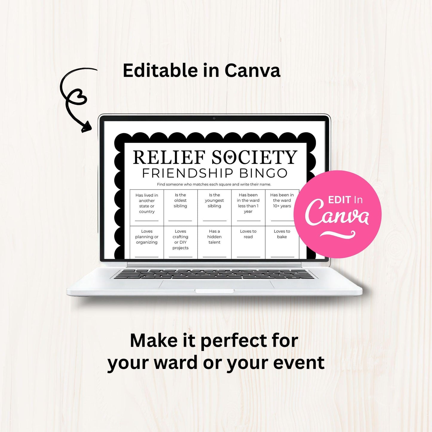 Relief Society Bingo Game: Fun Game Activity Idea For LDS Printable Fellowship