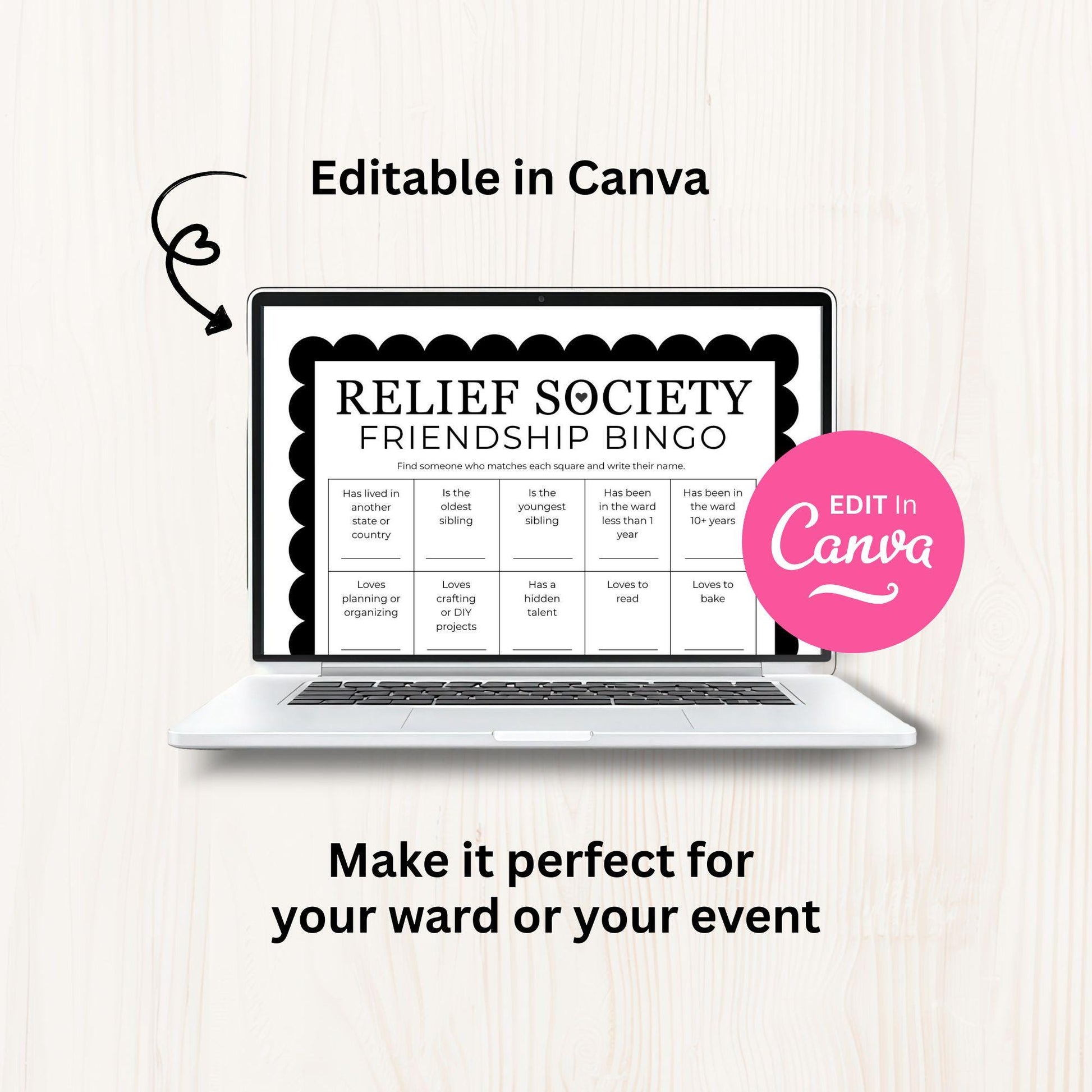 Relief Society Bingo Game: Fun Game Activity Idea For LDS Printable Fellowship