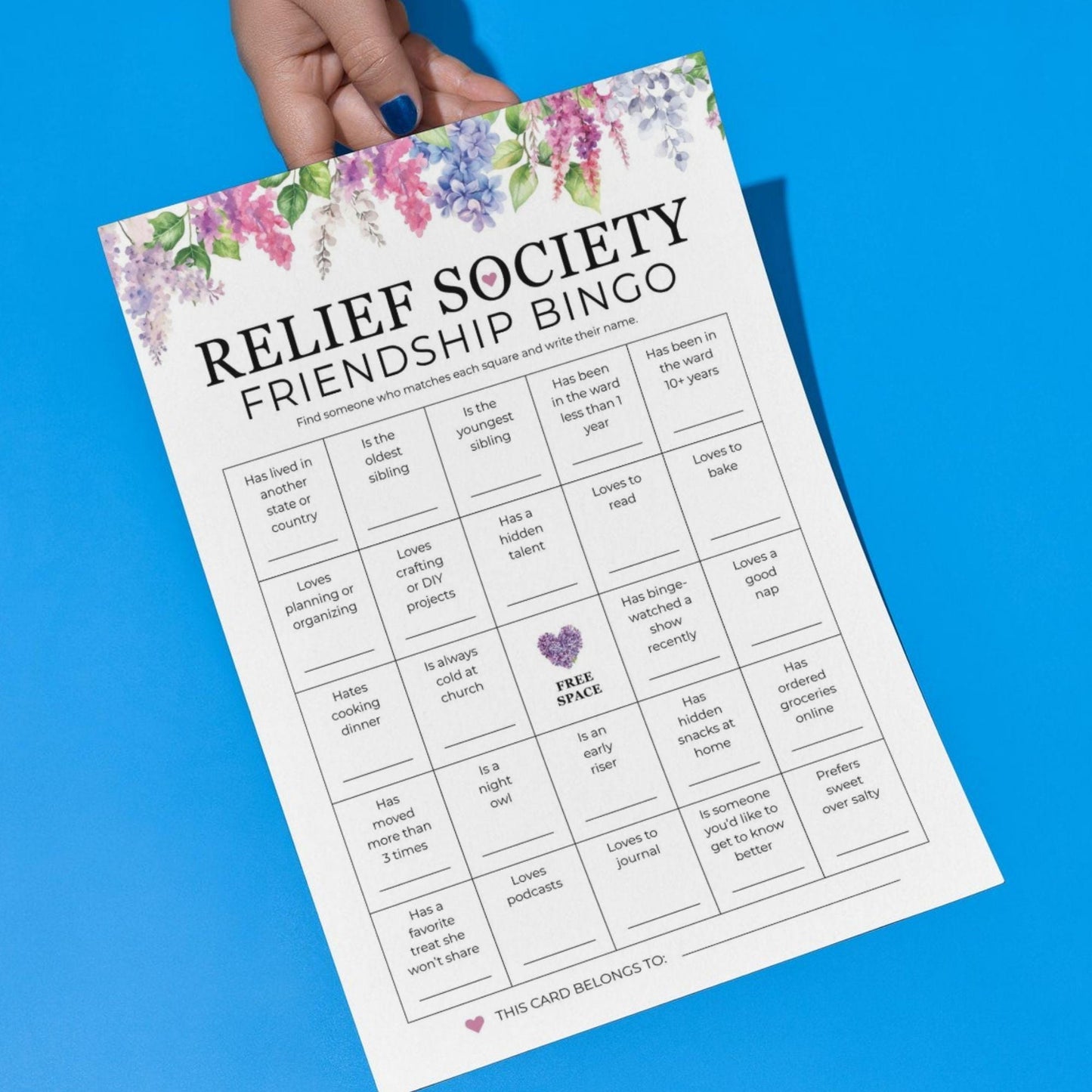 Relief Society Bingo Game: Fun Game Activity Idea For LDS Printable Fellowship