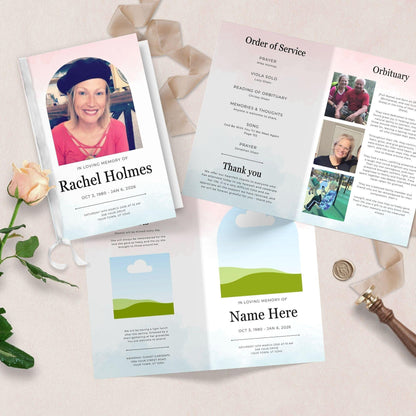 Funeral Program, Obituary Template For Memorial Service, Celebration Of Life (Canva Template)