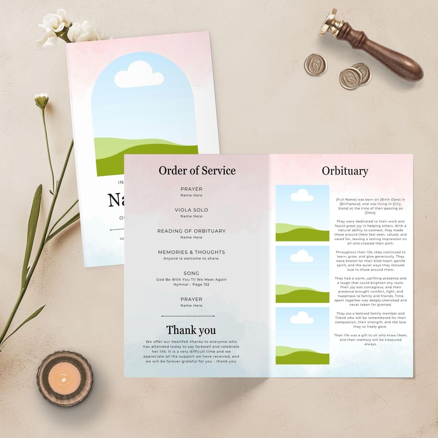Funeral Program, Obituary Template For Memorial Service, Celebration Of Life (Canva Template)