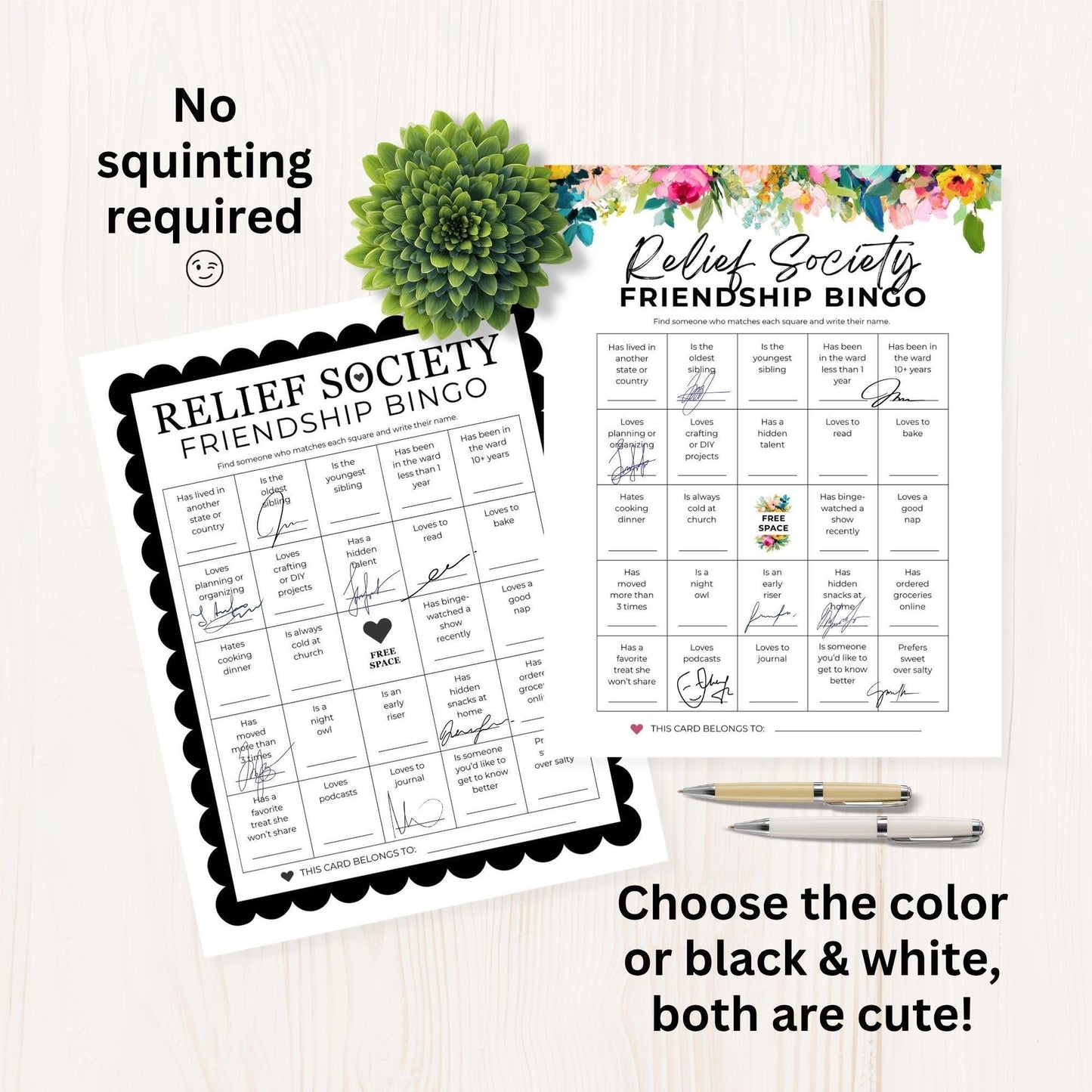 Relief Society Bingo Game: Fun Game Activity Idea For LDS Printable Fellowship