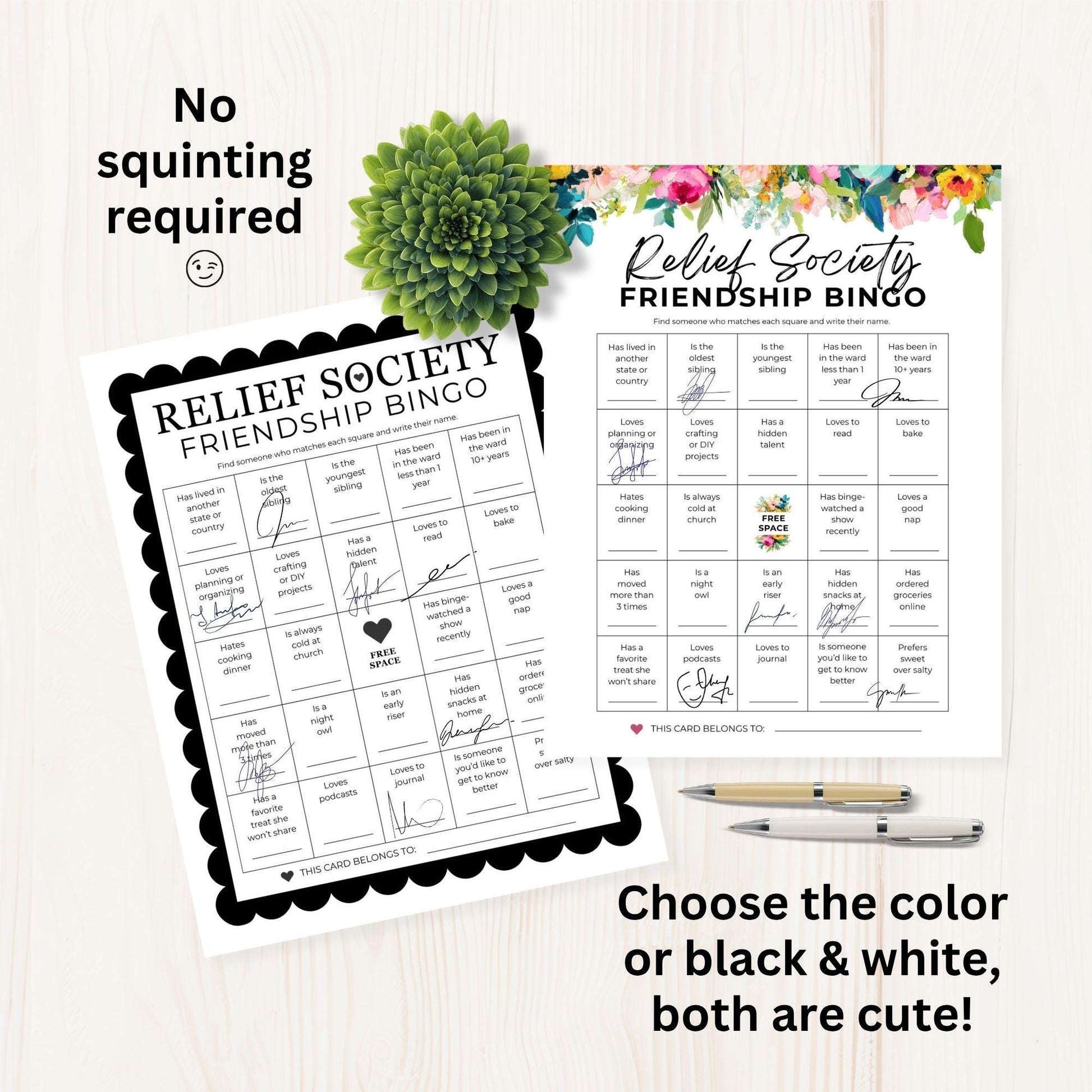 Relief Society Bingo Game: Fun Game Activity Idea For LDS Printable Fellowship