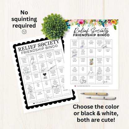 Relief Society Bingo Game: Fun Game Activity Idea For LDS Printable Fellowship