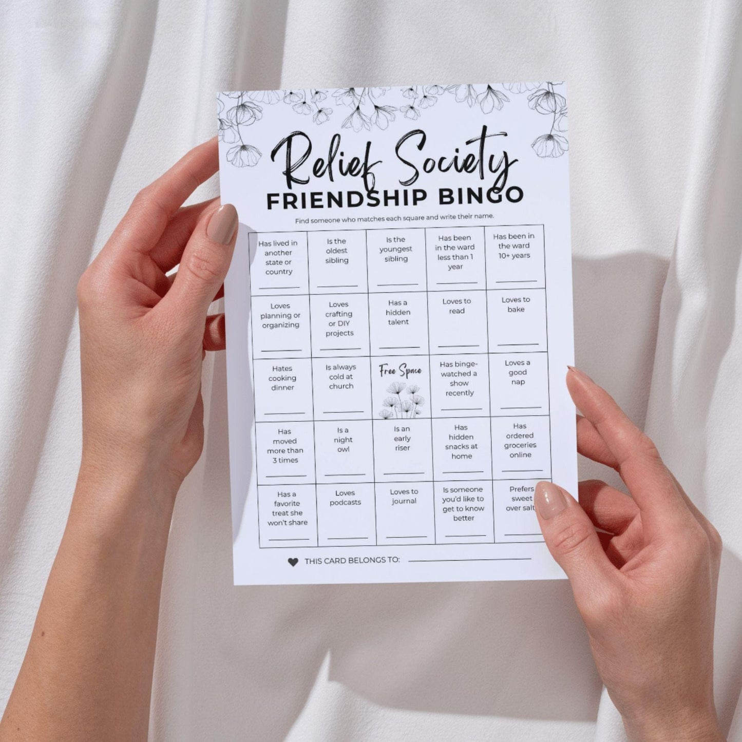 Relief Society Bingo Game: Fun Game Activity Idea For LDS Printable Fellowship