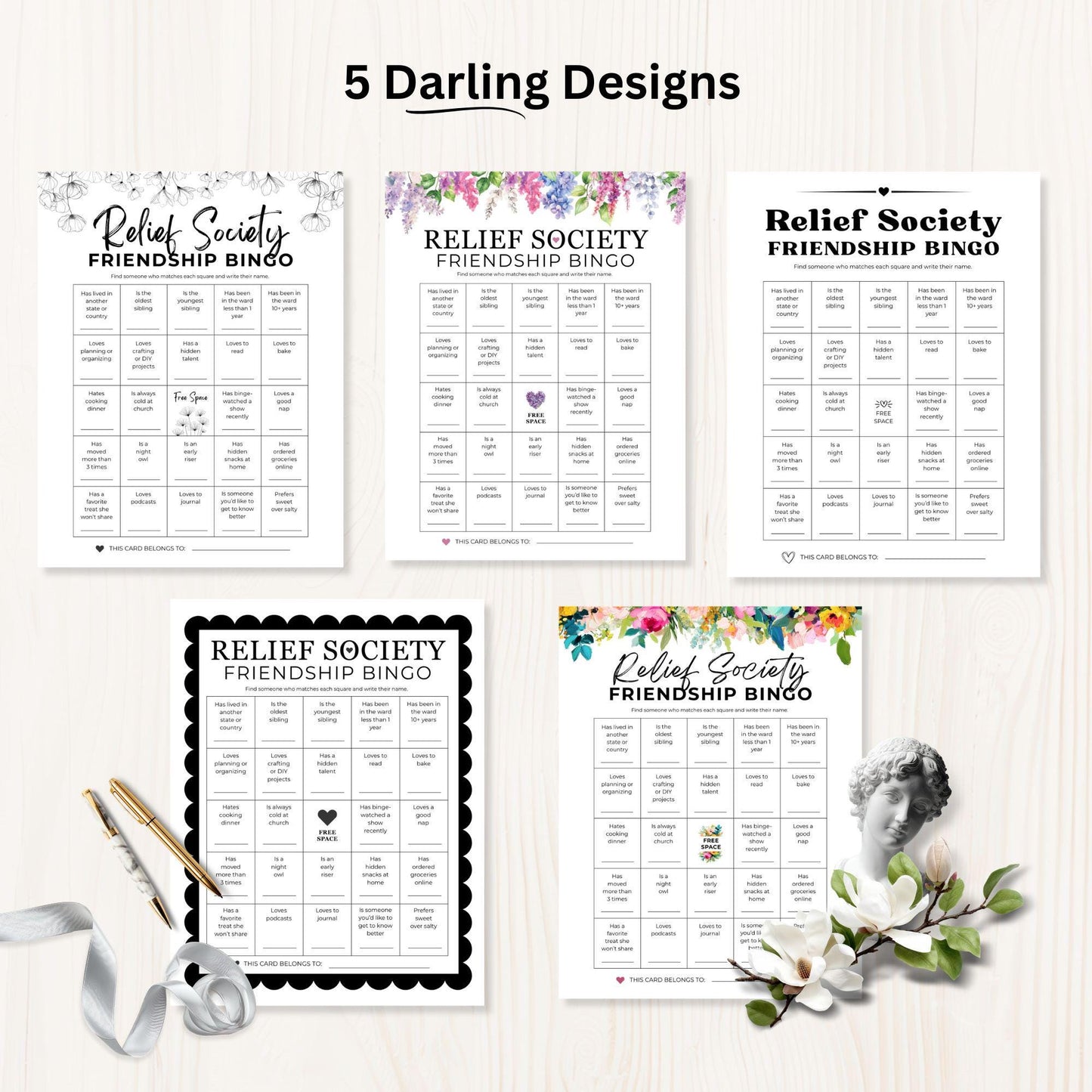 Relief Society Bingo Game: Fun Game Activity Idea For LDS Printable Fellowship