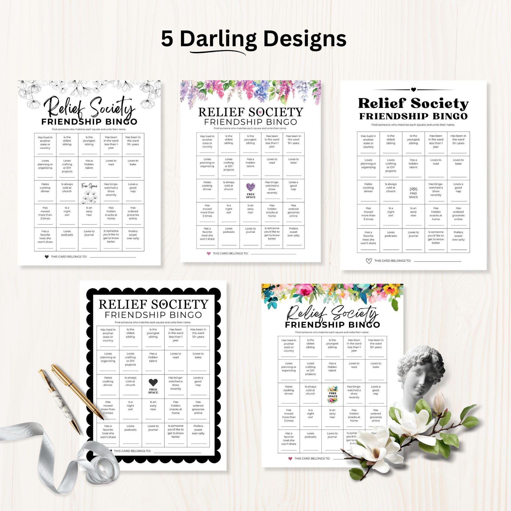 Relief Society Bingo Game: Fun Game Activity Idea For LDS Printable Fellowship