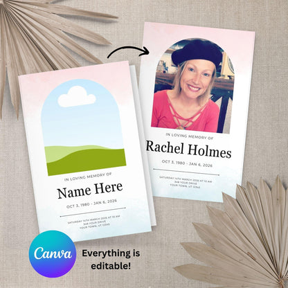 Funeral Program, Obituary Template For Memorial Service, Celebration Of Life (Canva Template)