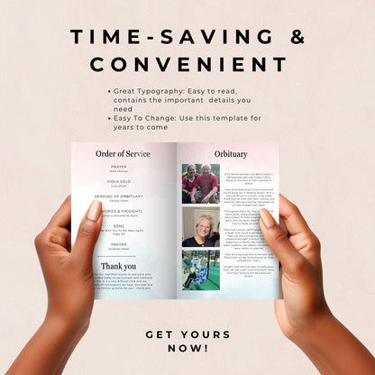 Funeral Program, Obituary Template For Memorial Service, Celebration Of Life (Canva Template)