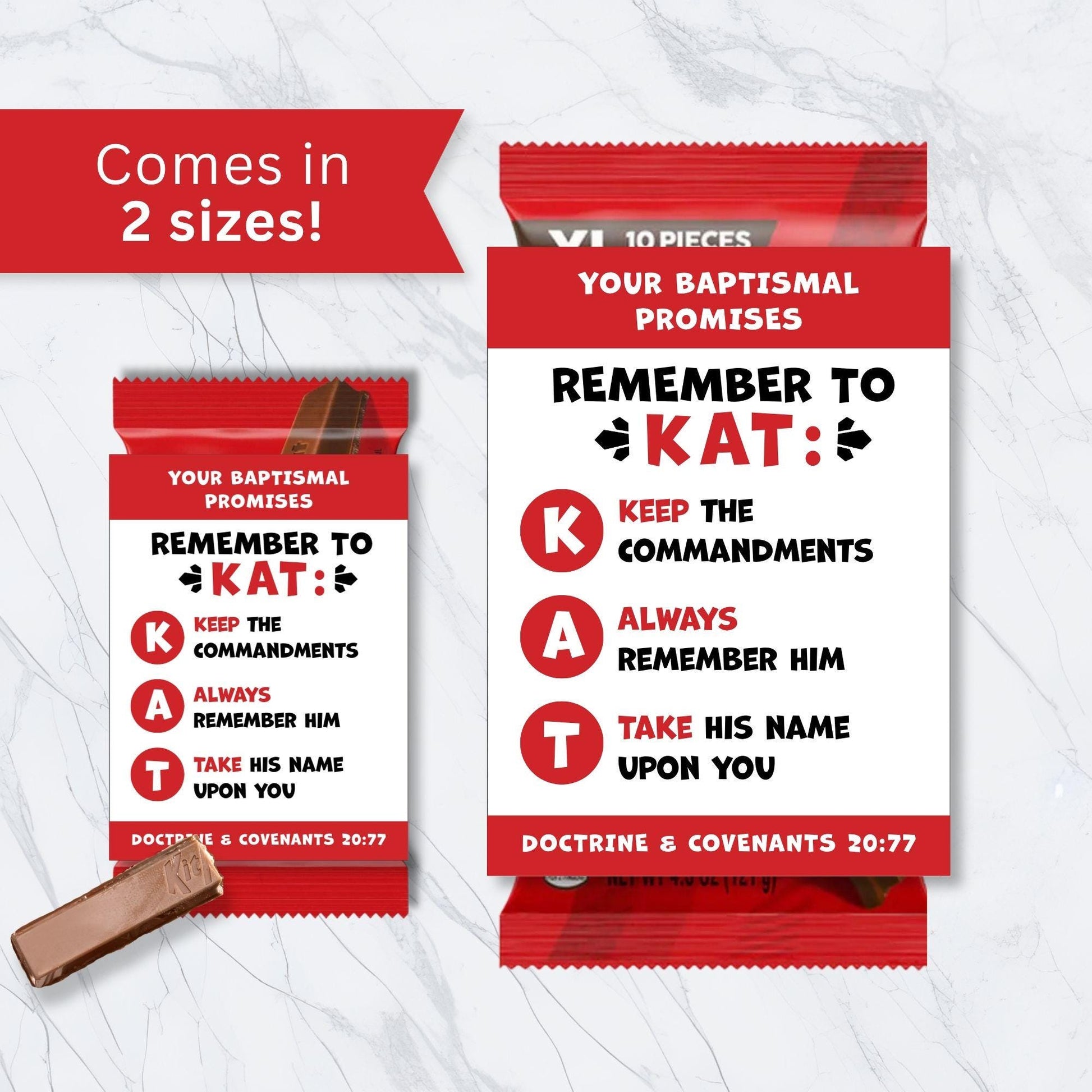 baptism candy bar wrapper printable LDS, Kit Kat tag with Keep Commandments Always Remember Him message