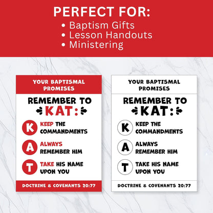 LDS Baptism Kit Kat Tag Printable, Favor Primary Gift Idea, Keep Commandments Always Remember Him, D&C 20:77