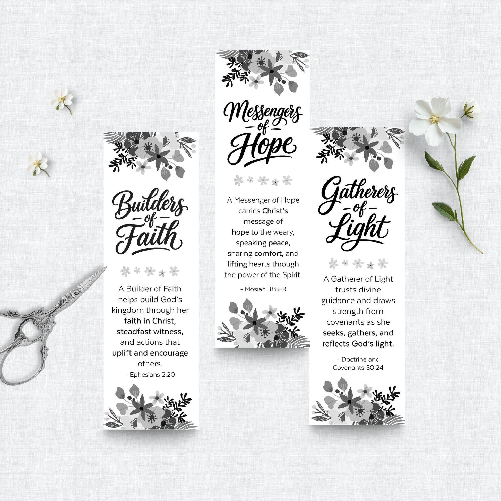 NEW Young Women's Names Bookmarks | LDS YW Class Names | Instant Download | Builders of Faith Messengers of Hope Gatherers of Light