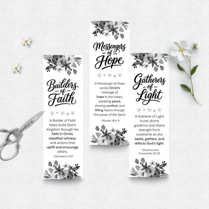 NEW Young Women's Names Bookmarks | LDS YW Class Names | Instant Download | Builders of Faith Messengers of Hope Gatherers of Light
