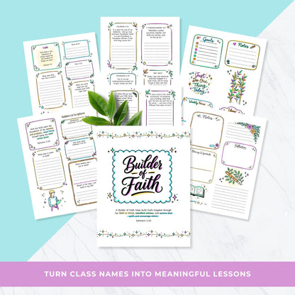 Builder of Faith LDS Young Women printable cover in black and white for easy printing with faith theme and scripture