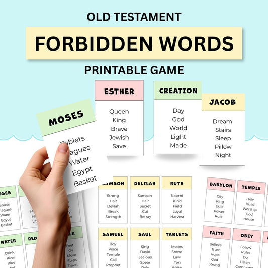 Old Testament Forbidden Words Game: Fun Bible Trivia for Youth Groups, Printable Activity Cards, Taboo