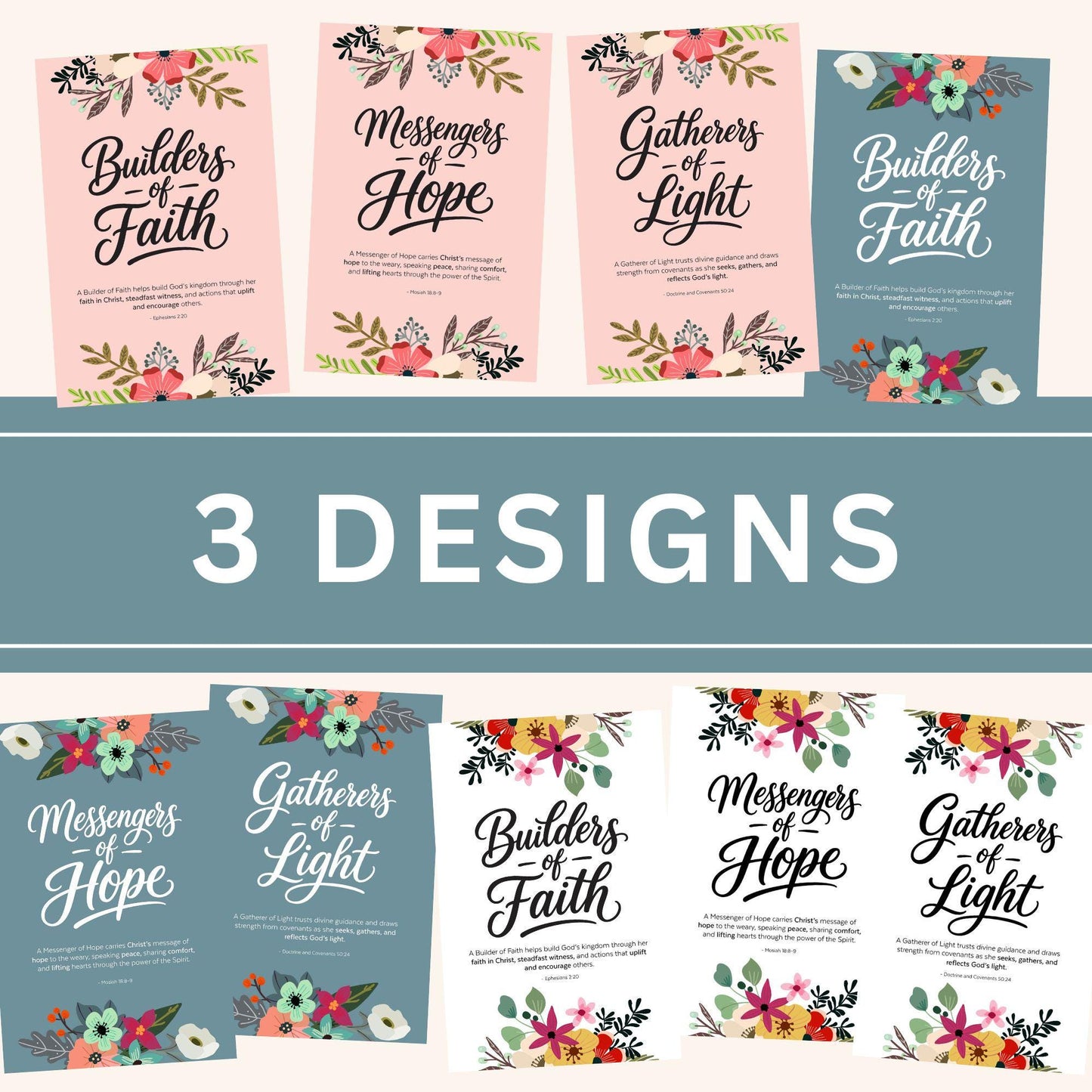 NEW Young Women's Class Names Prints | Instant Download | Builders of Faith Messengers of Hope Gatherers of Light | Girls Camp Gift Decor