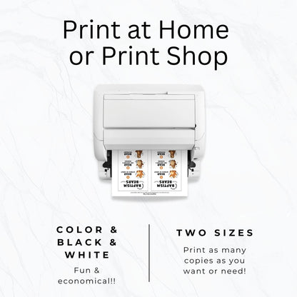 Print at home LDS Baptism Bears tags with color and black-and-white files, two printable sizes for baptism treats and favors