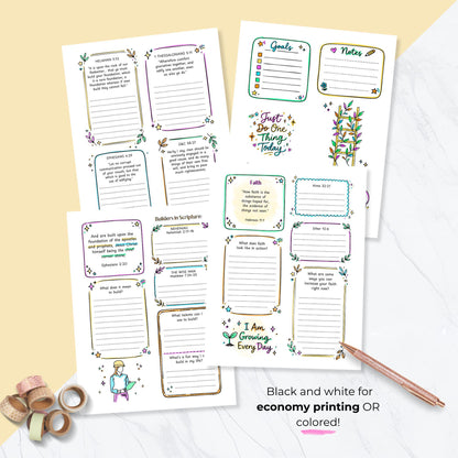Builder of Faith LDS printable workbook pages with colorful and black and white options for easy printing and engaging youth lessons