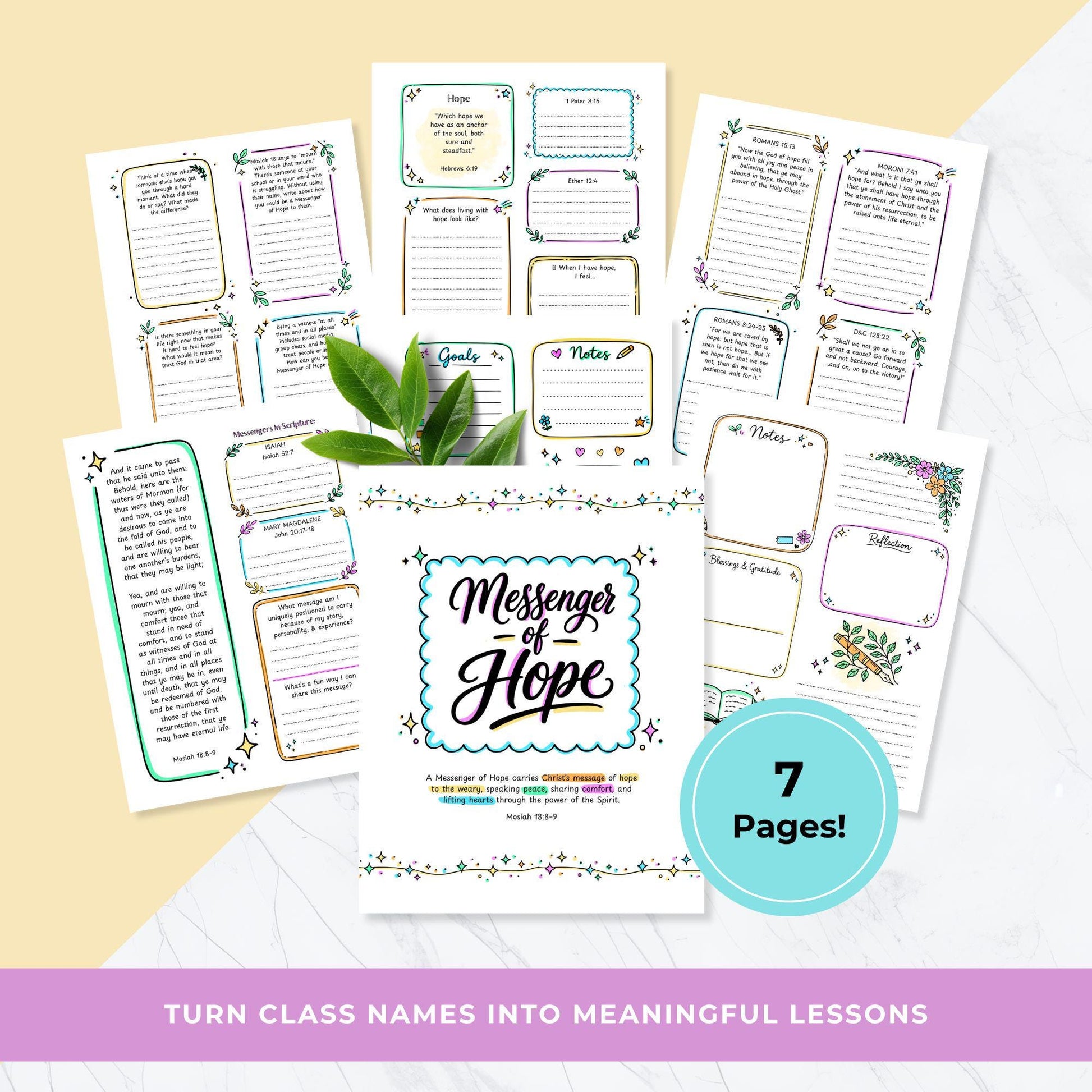 LDS Young Women Workbook Bundle Printable, Builder of Faith Gatherer of Light Messenger of Hope, 2026 Class Names Activity,YW Lesson Journal