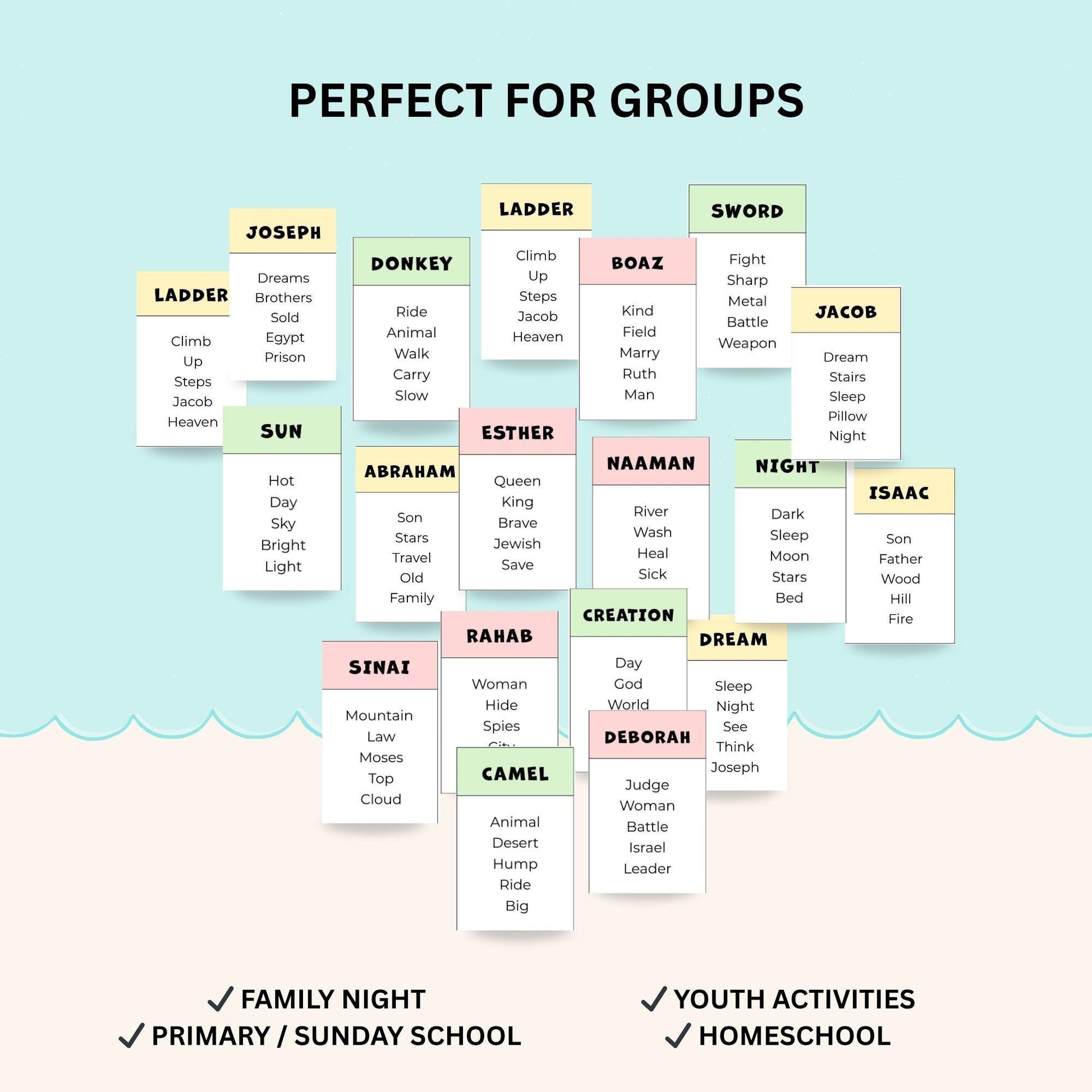 Old Testament Forbidden Words Game: Fun Bible Trivia for Youth Groups, Printable Activity Cards, Taboo