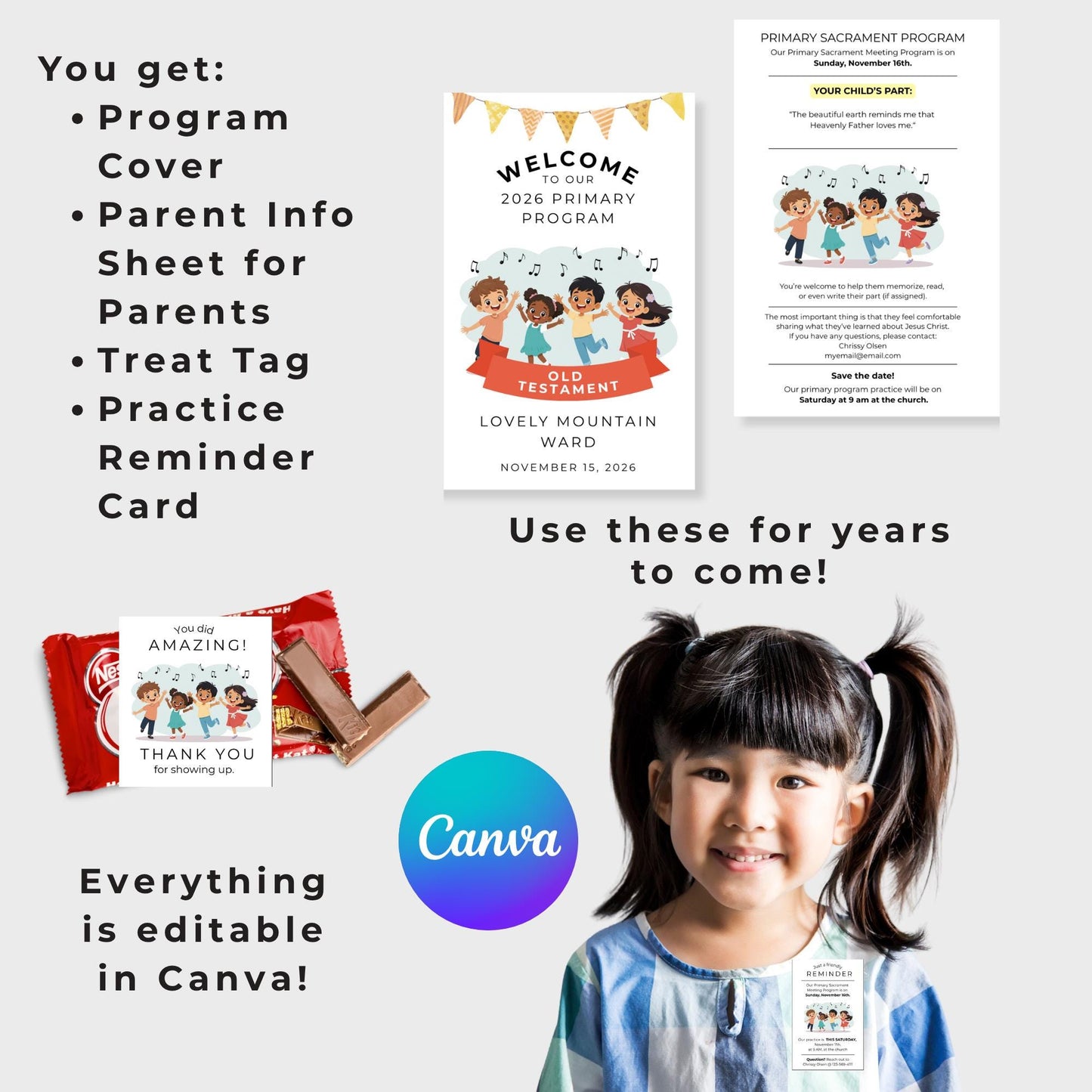 2026 LDS Primary Program Kit Editable Canva Primary Sacrament Meeting Presentation Old Testament Script Speaking Parts Digital Templates