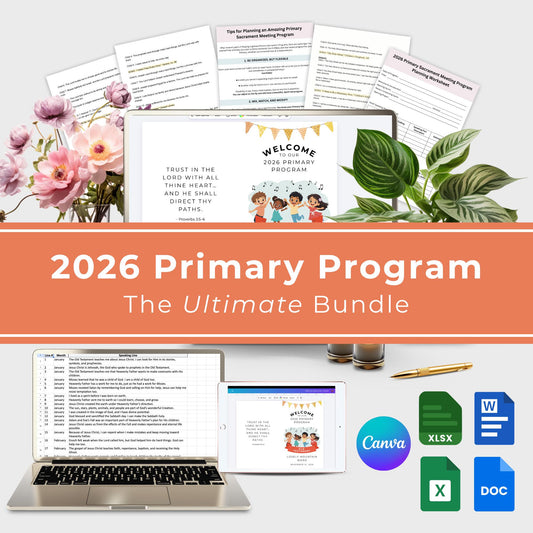 Primary Program Template Sacrament Meeting Planner Organizer Church Presidency LDS Planning Bundle Kit Editable Digital Resource Worksheet Collection Multiple Format Templates Instant Download Access Leadership Coordination Tools Annual Children Sacrament Meeting