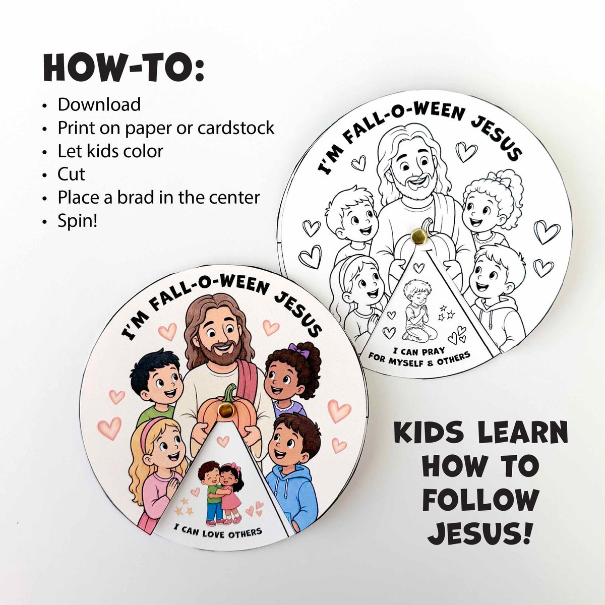 Christian Fall Craft Sunday School Activity Wheel Kids Bible Lesson Children Church Coloring Halloween Printable Fall-O-Ween Jesus Spinner