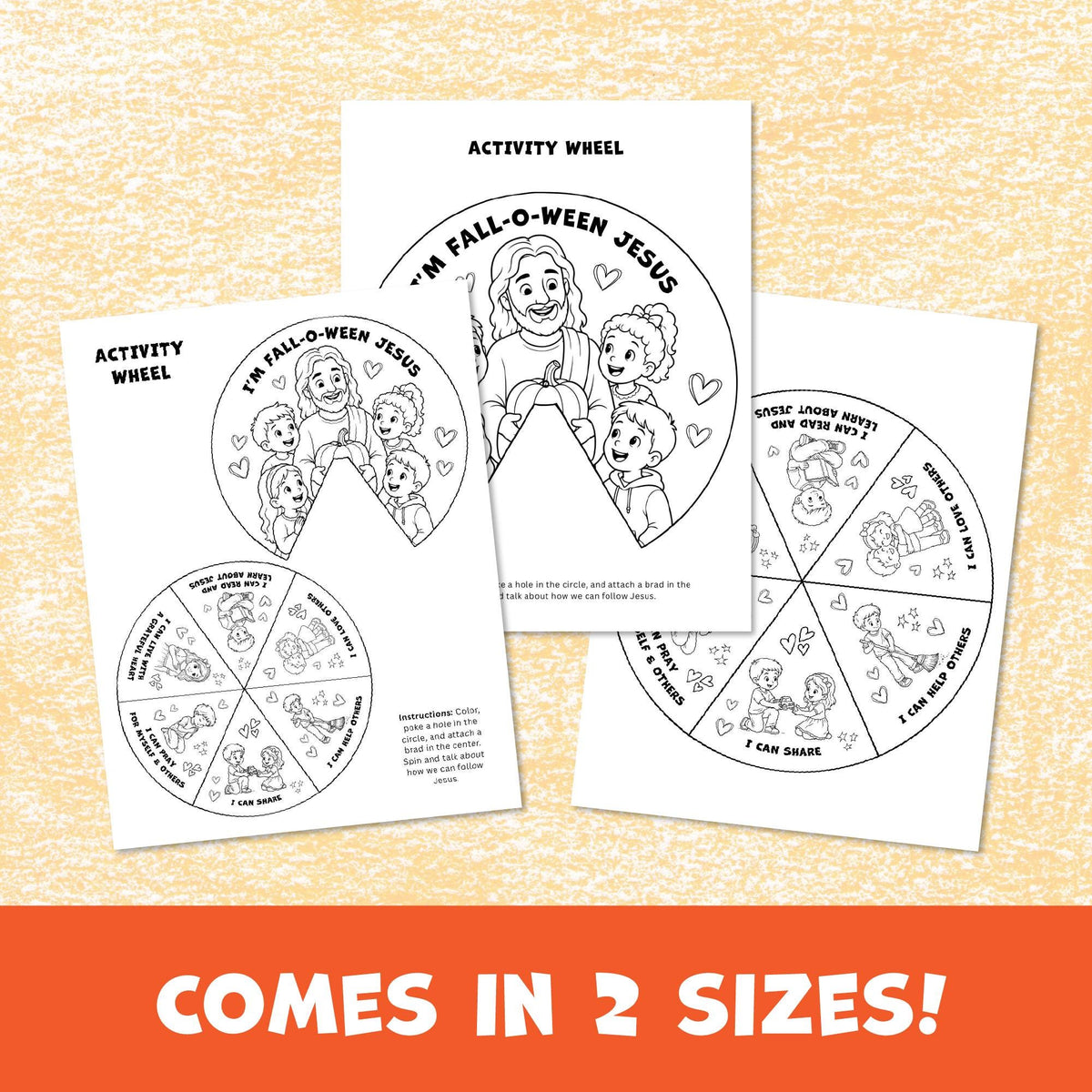 Christian Fall Craft Sunday School Activity Wheel Kids Bible Lesson Children Church Coloring Halloween Printable Fall-O-Ween Jesus Spinner
