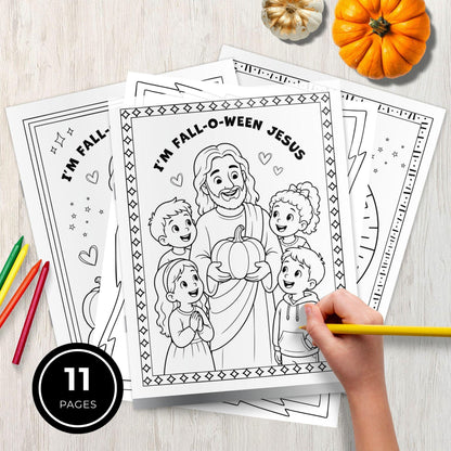 Homeschool Bible printable with fall Jesus coloring pages scripture activities word games maze and how to draw a pumpkin page