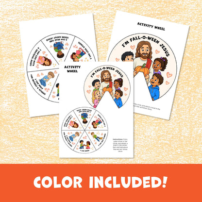 Christian Fall Craft Sunday School Activity Wheel Kids Bible Lesson Children Church Coloring Halloween Printable Fall-O-Ween Jesus Spinner